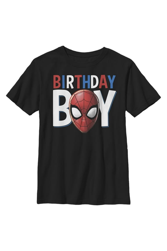 Boy's Marvel Birthday Boy Graphic Tee Black Small