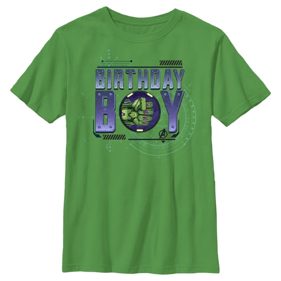 Boy's Marvel Birthday Boy Hulk Mech Suit Punch Graphic Tee Kelly Green Large
