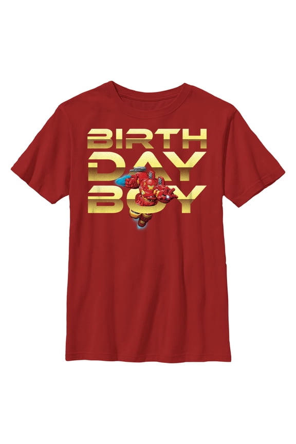 Boy's Marvel Birthday Boy Hulkbuster Graphic Tee Red Large