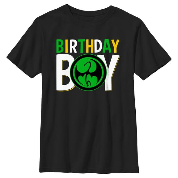 Boy's Marvel Birthday Boy Iron Fist Logo  Graphic Tee Black Small