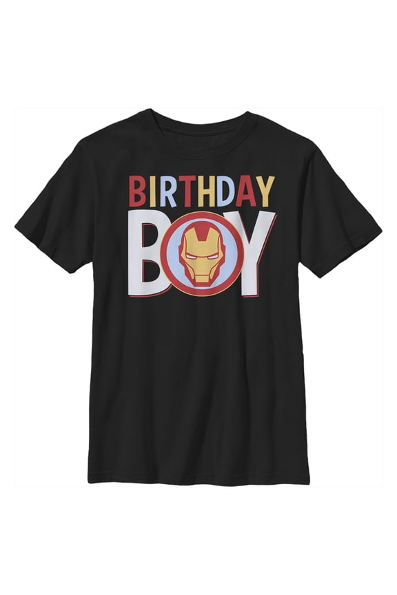 Boy's Marvel Birthday Boy Iron Man  Graphic Tee Black X Large
