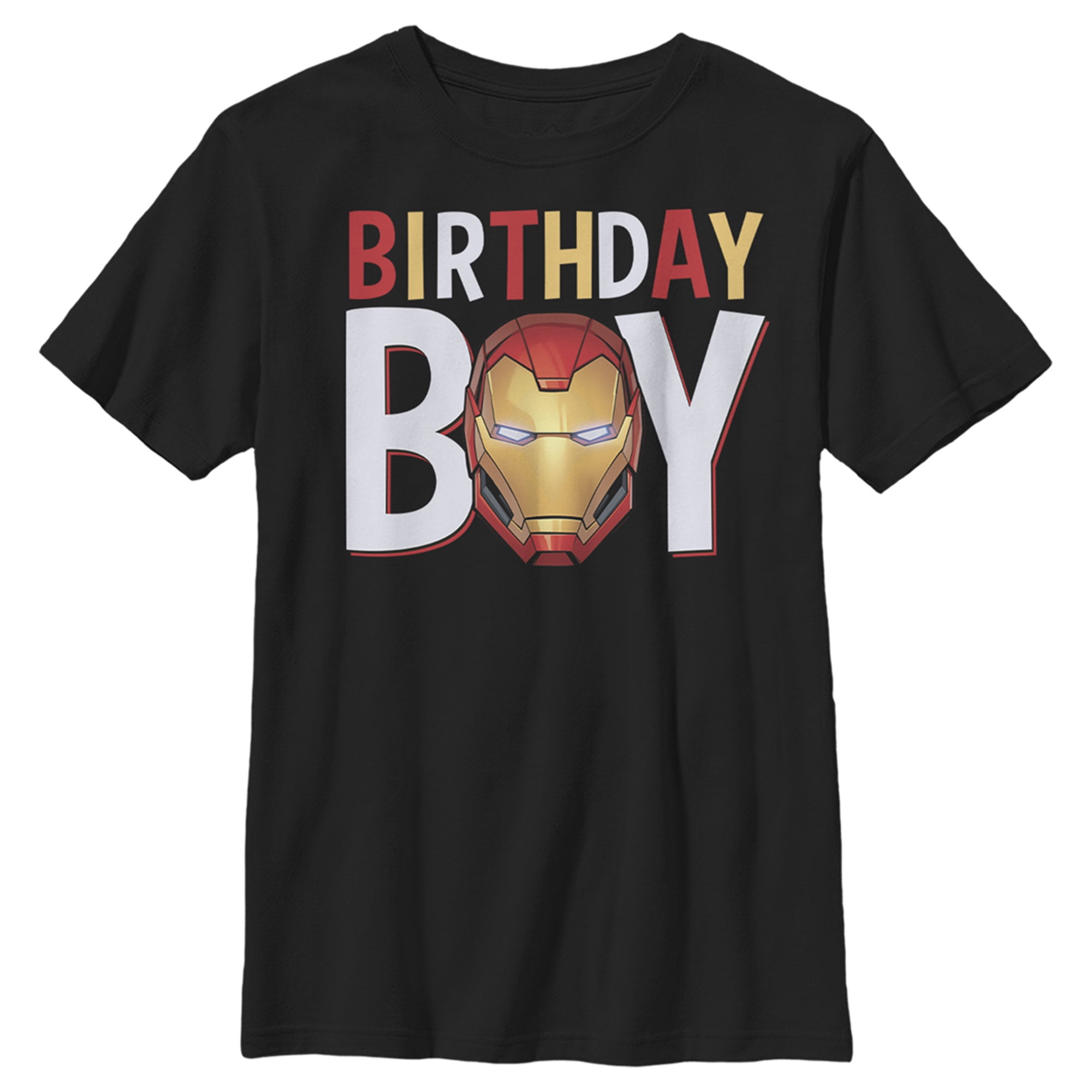 Boy's Marvel Birthday Boy Ironman Graphic Tee Black Large - Walmart.com