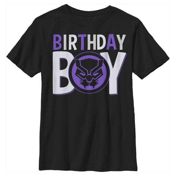 Boy's Marvel Birthday Boy Panther  Graphic Tee Black Large