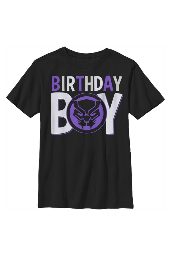 Boy's Marvel Birthday Boy Panther Graphic Tee Black Small