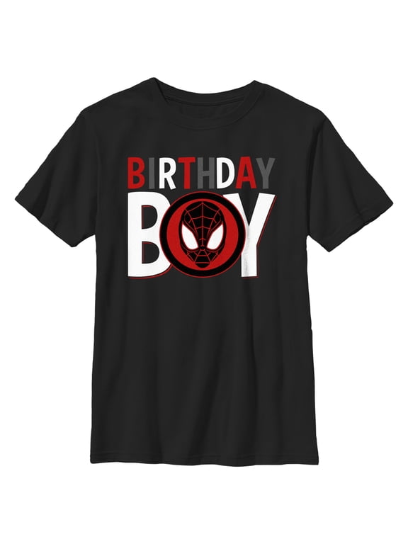 Boy's Marvel Birthday Boy Superhero Graphic Tee Black Large