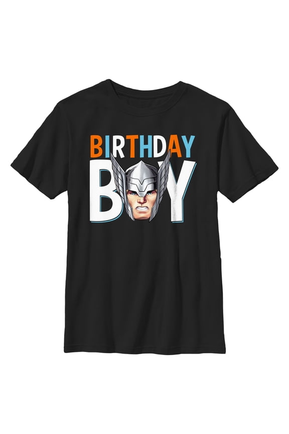 Boy's Marvel Birthday Boy Thor Graphic Tee Black Small