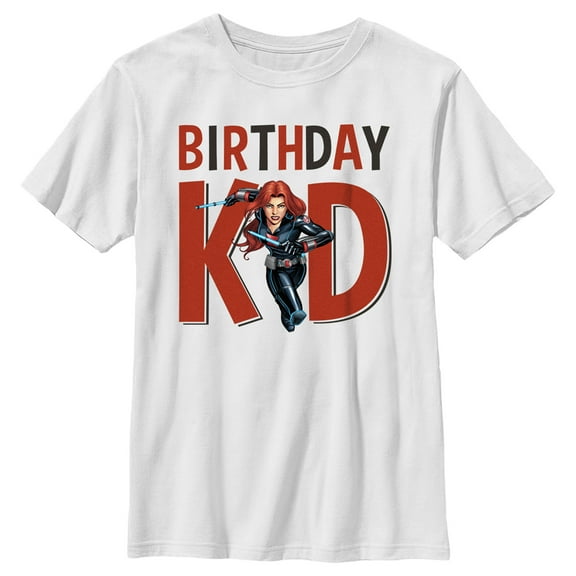 Boy's Marvel Birthday Kid Black Widow Graphic Tee White Medium