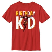 Boy's Marvel Birthday Kid Iron Man  Graphic Tee Red Large