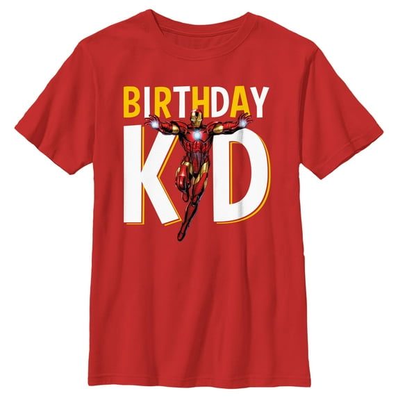 Boy's Marvel Birthday Kid Iron Man Graphic Tee Red Medium