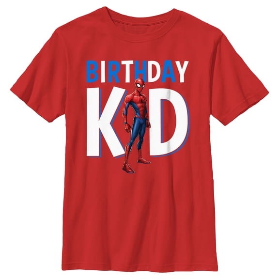 Boy's Marvel Birthday Kid Superhero Graphic Tee Red Small