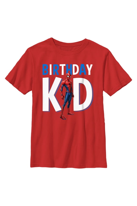 Boy's Marvel Birthday Kid Superhero Graphic Tee Red Small