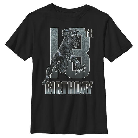 Boy's Marvel Black Panther 18th Birthday Action Pose Graphic T-Shirt