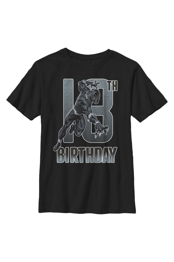 Boy's Marvel Black Panther 18th Birthday Action Pose Graphic T-Shirt