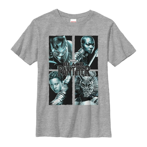 Boy's Marvel Black Panther 2018 Character Panel Graphic Tee Athletic Heather Medium