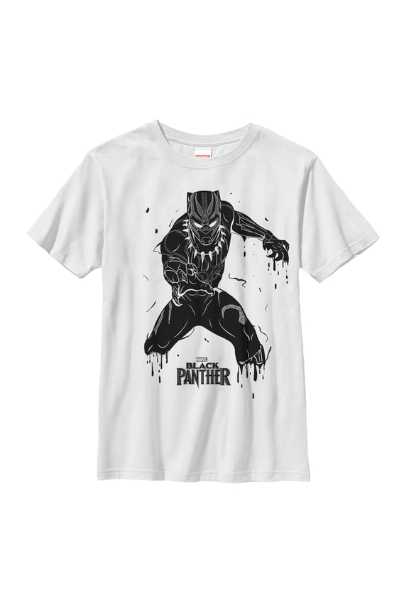 Boy's Marvel Black Panther 2018 Drip Pattern  Graphic Tee White Medium