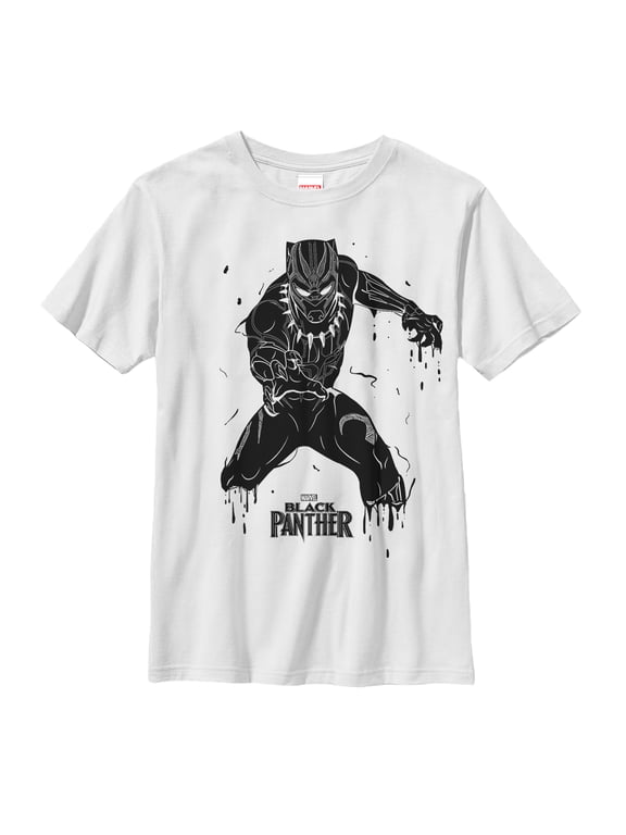 Boy's Marvel Black Panther 2018 Drip Pattern Graphic Tee White X Small