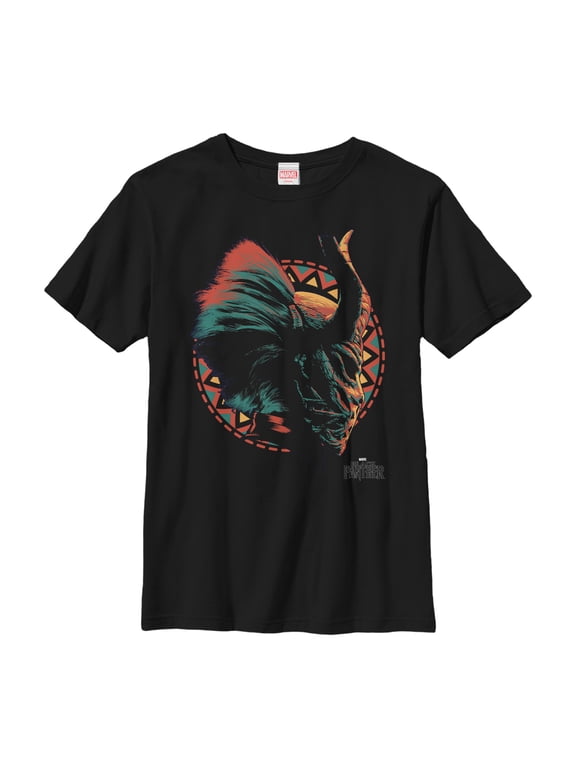 Boy's Marvel Black Panther 2018 Killmonger's Mask Graphic Tee Black Large