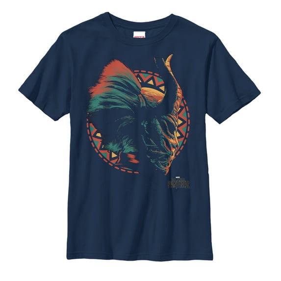 Boy's Marvel Black Panther 2018 Killmonger's Mask Graphic Tee Navy Blue X Large