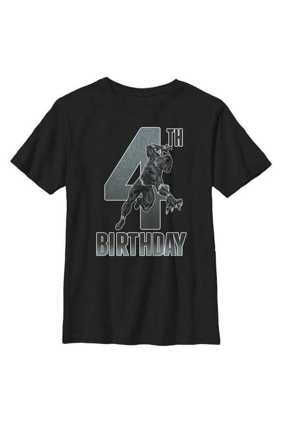 Boy's Marvel Black Panther Action Pose 4th Birthday Graphic T-Shirt