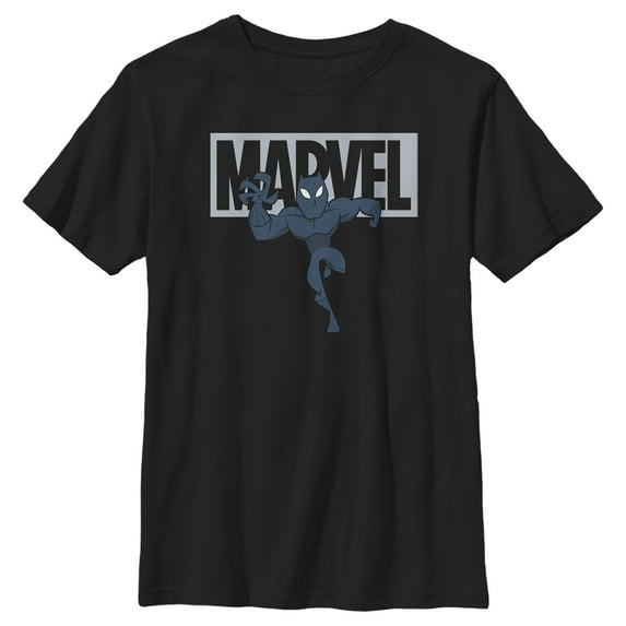 Boy's Marvel Black Panther Brick Logo Graphic Tee Black Large