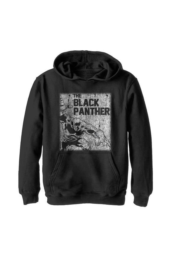 Boy's Marvel Black Panther Chalk Print Pull Over Hoodie Black Small