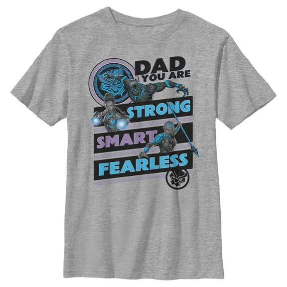 Boy's Marvel Black Panther Dad You are Strong Smart Fearless Graphic Tee Athletic Heather X Large