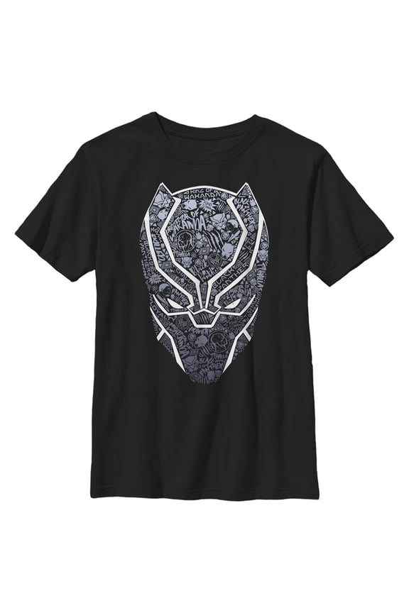 Boy's Marvel Black Panther Filled Mask Graphic Tee Black Large
