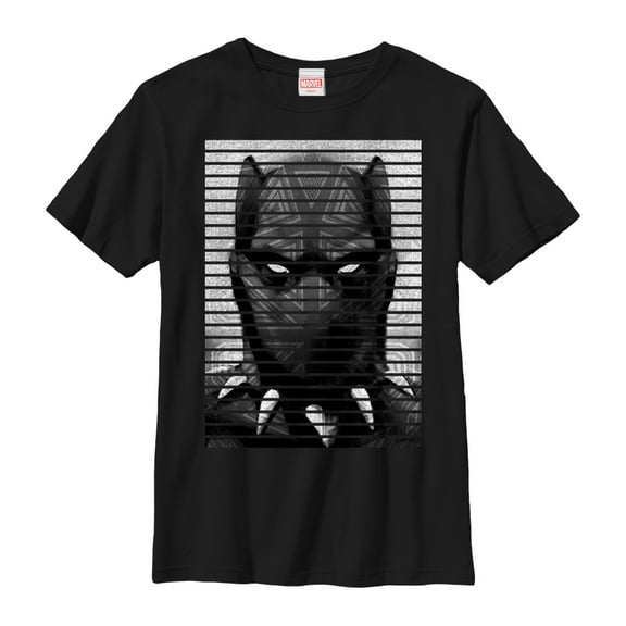 Boy's Marvel Black Panther Striped Profile  Graphic Tee Black Small