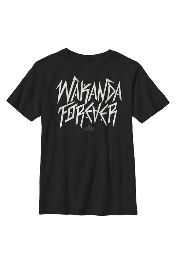 Boy's Marvel Black Panther Wakanda Forever Logo Graphic Tee Black Large