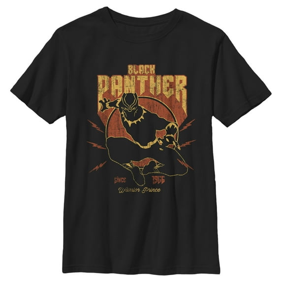 Boys' Husky Marvel Black Panther Warrior Prince Bolt Graphic Tee Black Large