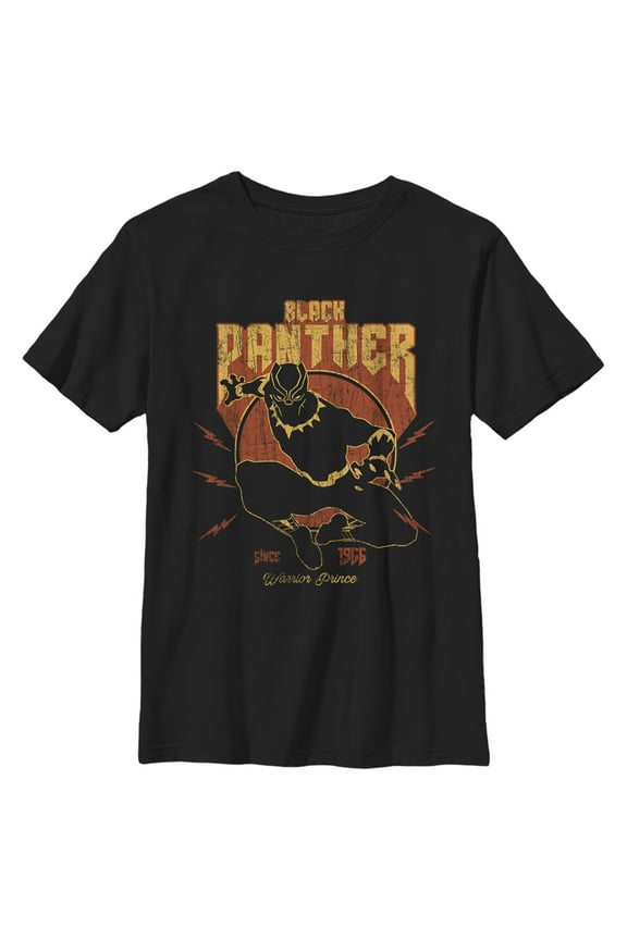 Boys' Husky Marvel Black Panther Warrior Prince Bolt Graphic Tee Black Medium