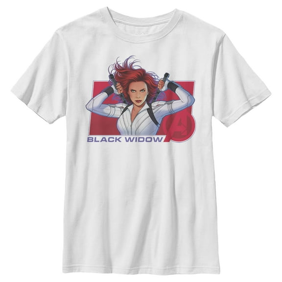 Boy's Marvel Black Widow Avenger Hero Graphic Tee White Large