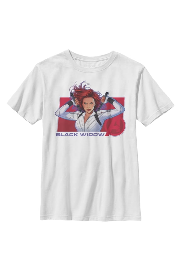 Boy's Marvel Black Widow Avenger Hero Graphic Tee White Large