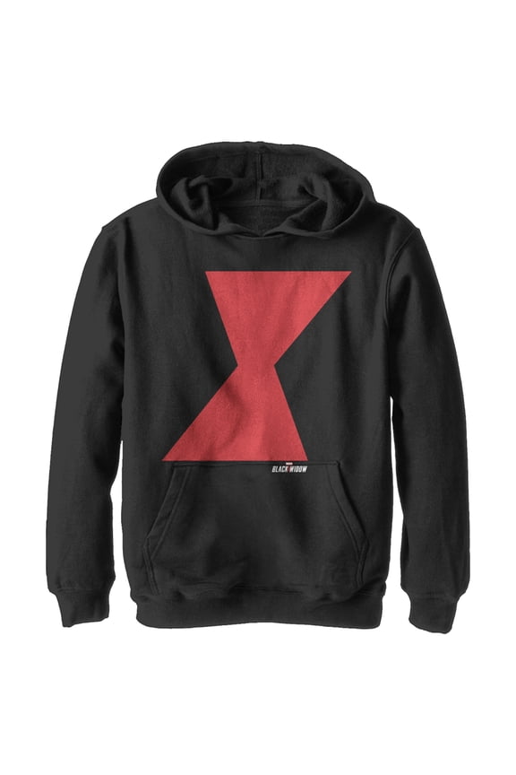 Boy's Marvel Black Widow Bold Hourglass Pull Over Hoodie Black X Large
