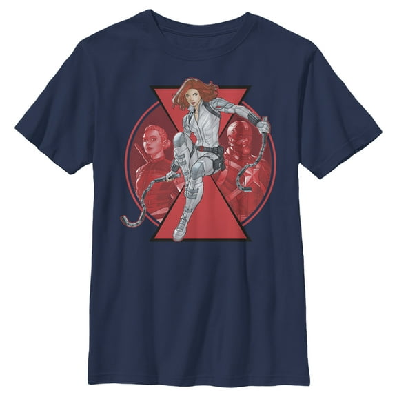 Boy's Marvel Black Widow Family Circle  Graphic Tee Navy Blue X Small