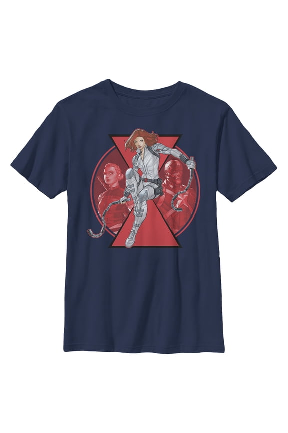 Boy's Marvel Black Widow Family Circle Graphic Tee Navy Blue X Small
