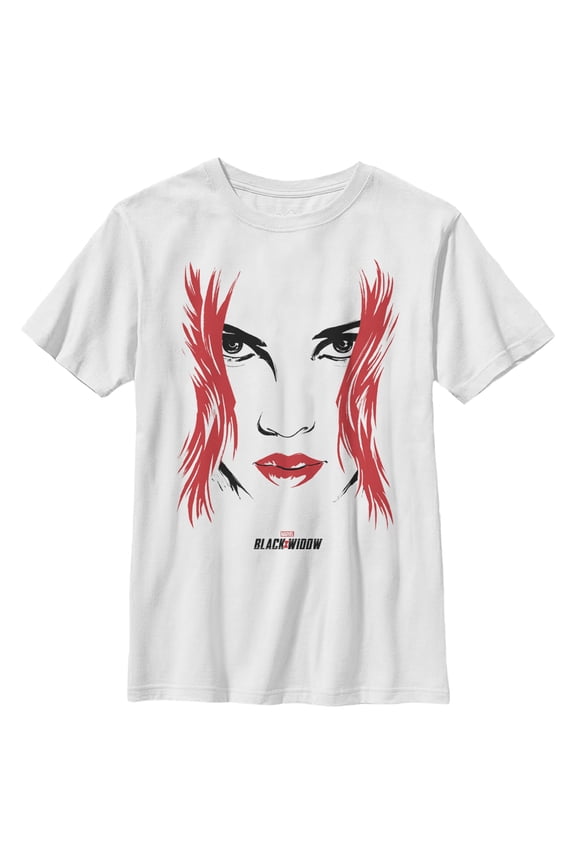 Boy's Marvel Black Widow Painted 80's Face Graphic Tee White Large