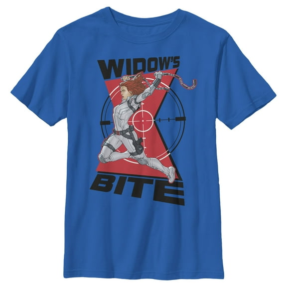 Boy's Marvel Black Widow in the Crosshairs  Graphic Tee Royal Blue Medium