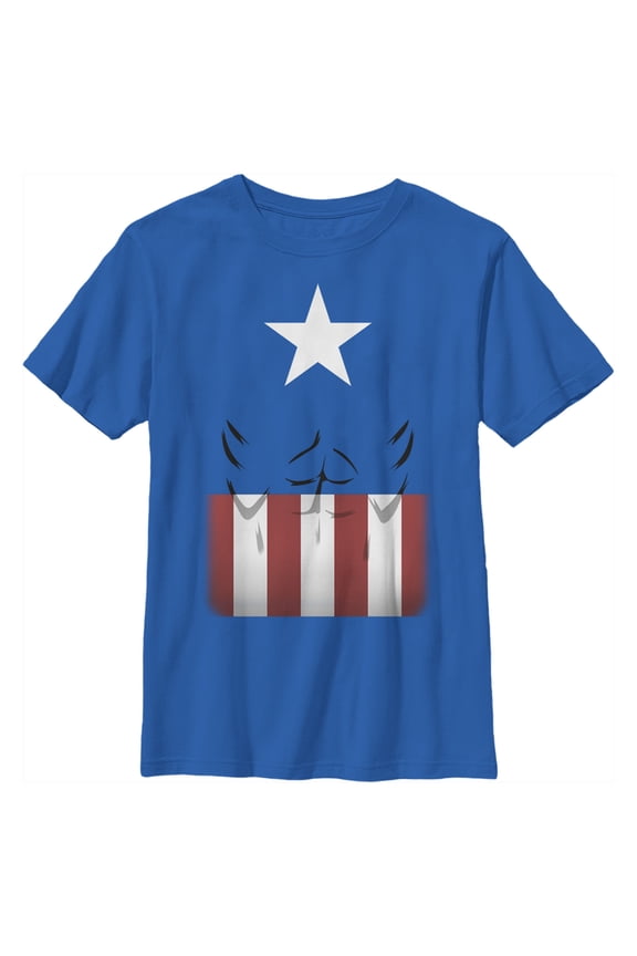 Boy's Marvel Captain America Body Graphic Tee Royal Blue X Large