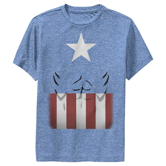 Boy's Marvel Captain America Body  Performance Graphic Tee Royal Blue Heather Medium