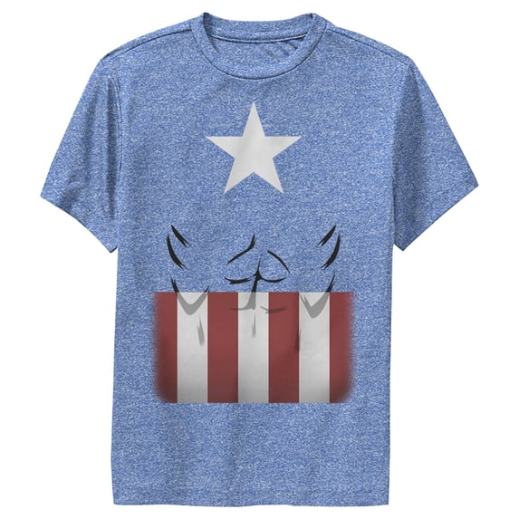 Boy's Marvel Captain America Body Performance Graphic Tee Royal Blue Heather X Large