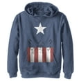 thumbnail image 1 of Boy's Marvel Captain America Body  Pull Over Hoodie Navy Blue Heather Small, 1 of 4