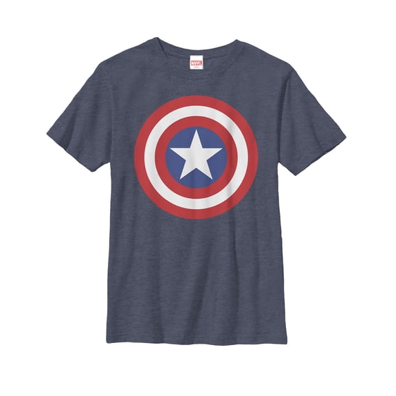 Boy's Marvel Captain America Bold Shield Graphic Tee Navy Blue Heather Medium