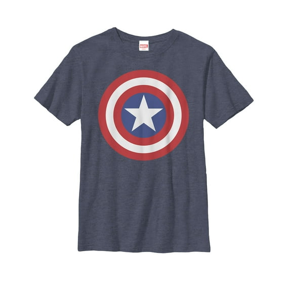 Boy's Marvel Captain America Bold Shield Graphic Tee Navy Blue Heather Small