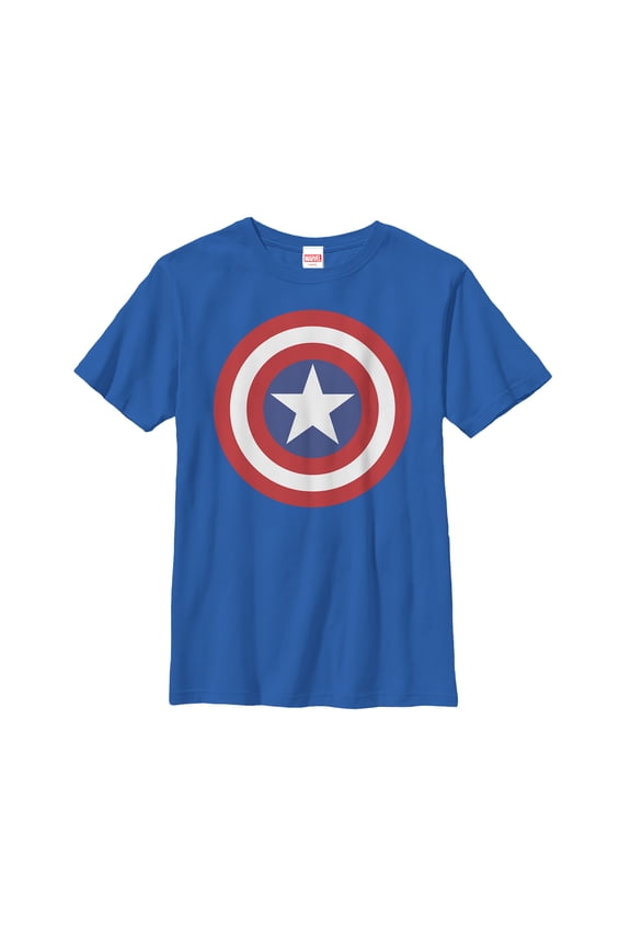 Boy's Marvel Captain America Bold Shield Graphic Tee Royal Blue Small