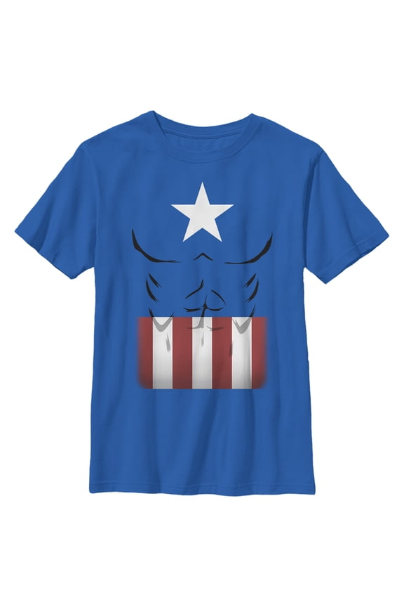 Boy's Marvel Captain America Muscles Suit Graphic Tee Royal Blue Small