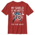 thumbnail image 1 of Boy's Marvel Captain America No Shield For Your Heart  Graphic Tee Red Medium, 1 of 4