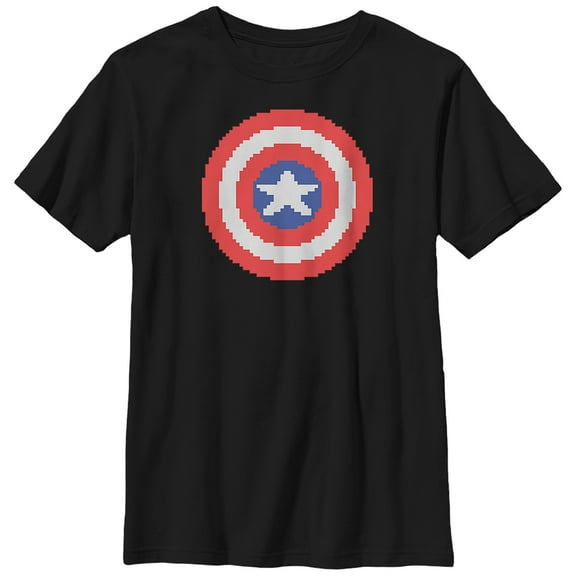 Boy's Marvel Captain America Pixelated Shield Graphic Tee Black X Large