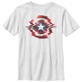 thumbnail image 1 of Boy's Marvel Captain America Shield Glitch  Graphic Tee White Medium, 1 of 4