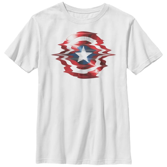 Boy's Marvel Captain America Shield Glitch Graphic Tee White Small
